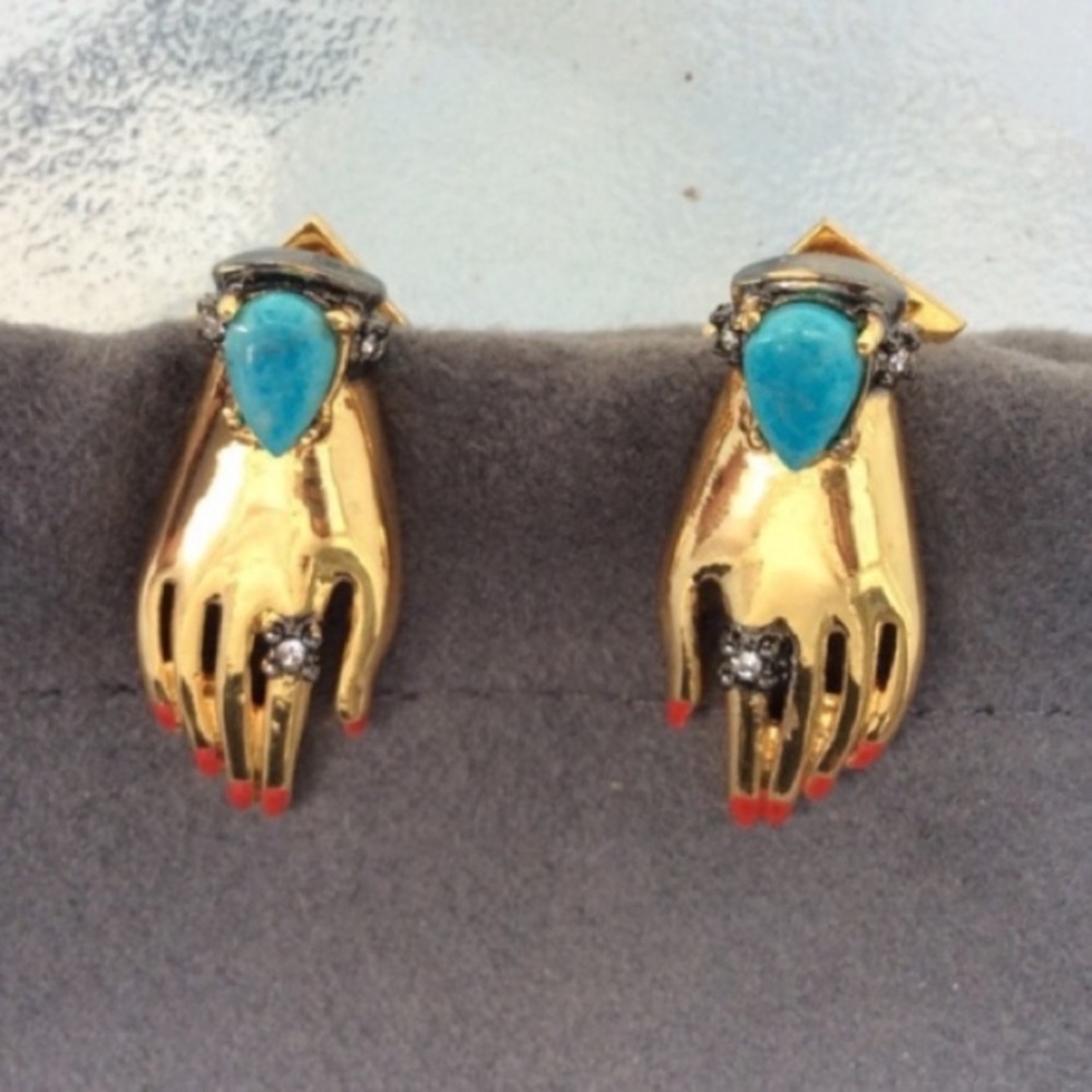 Alexis Bittar Small New Vintage Vanitas Victorian Hand Earrings - Picture 7 of 16